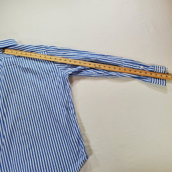 Robert Graham Dress Shirt Men Medium 15.5 / 39 Blue Striped Tailored Fit Vintage - Picture 16 of 16